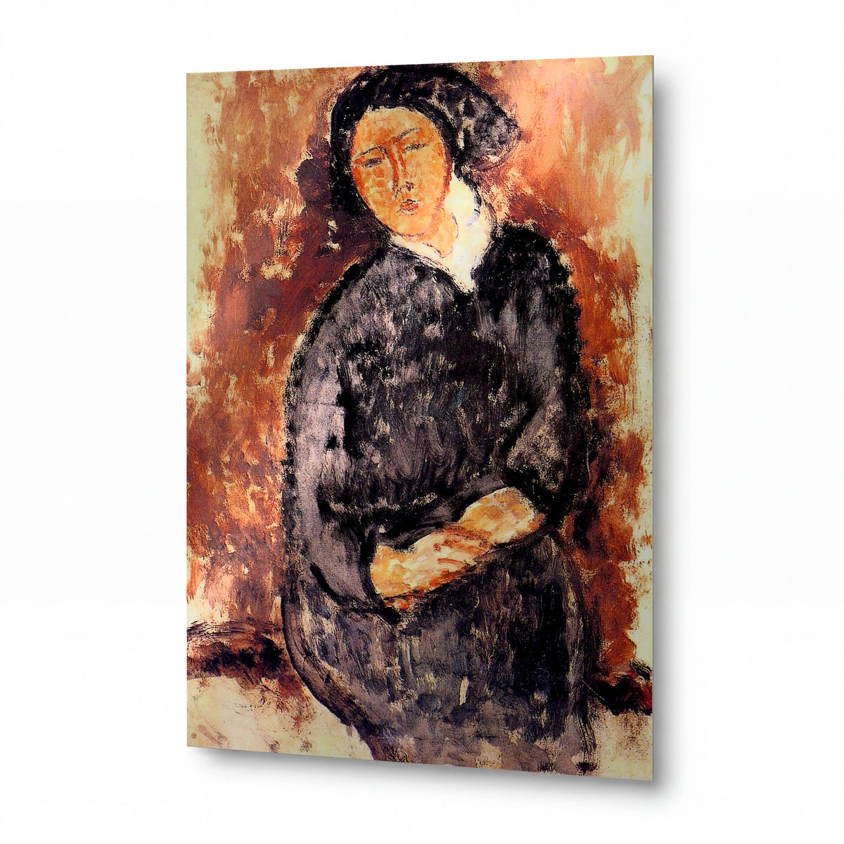 Obraz Amedeo Modigliani — Seated Woman — umělecká reprodukce na hliníku — umělecká reprodukce na hliníku