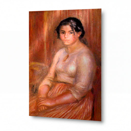 Obraz Pierre-Auguste Renoir — Gabrielle Seated, 1895 — reprodukce na kovovém panelu s vysokým leskem