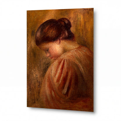 Obraz Renoir — Portrait of a Girl in Red — umělecký kovový obraz s vysokým leskem