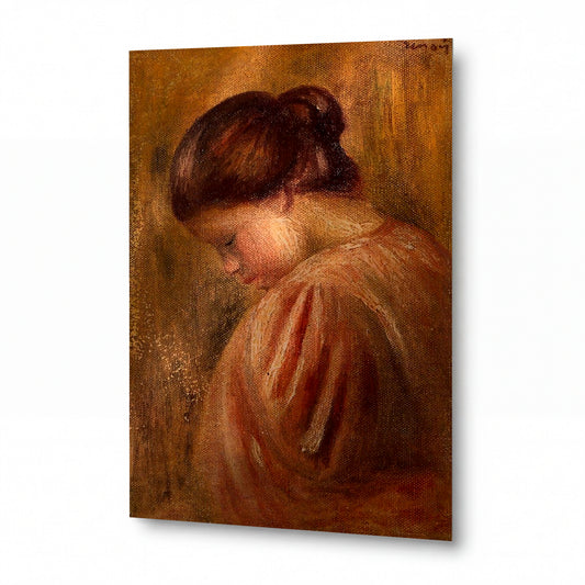 Obraz Renoir — Portrait of a Girl in Red — umělecký kovový obraz s vysokým leskem