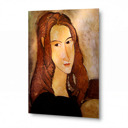 Obraz Amedeo Modigliani — Portrét Jeanne Hébuterne — prémiová reprodukce na kovovém panelu — prémiová reprodukce na kovovém panelu