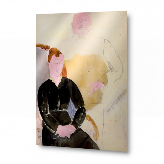 Obraz Amedeo Modigliani — A Couple — reprodukce na kovovém panelu s vysokým leskem