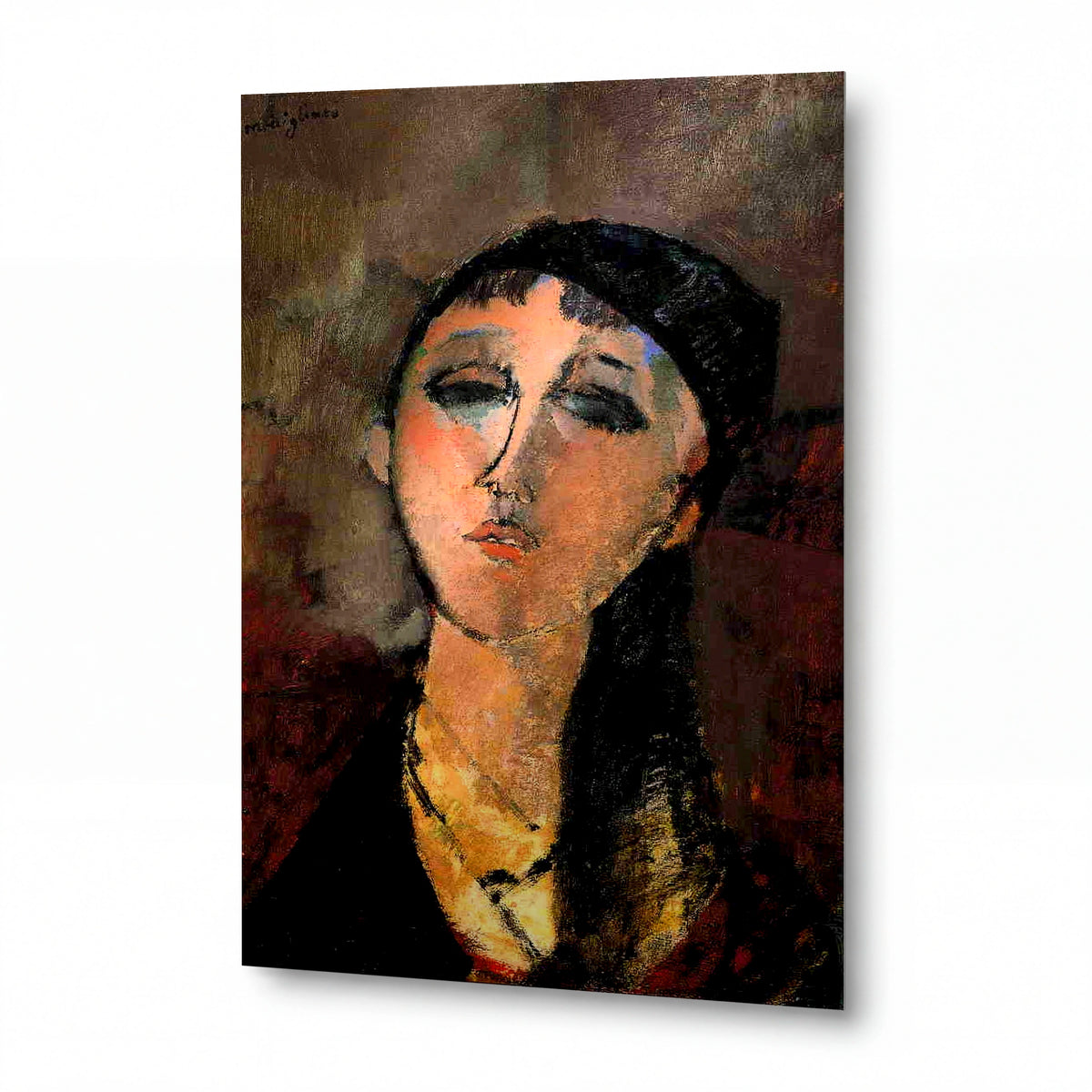 Obraz Amedeo Modigliani — Portrét mladé dívky (Louise) — reprodukce na lesklém hliníkovém panelu — reprodukce na lesklém hliníkovém panelu