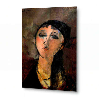 Obraz Amedeo Modigliani — Portrét mladé dívky (Louise) — reprodukce na lesklém hliníkovém panelu — reprodukce na lesklém hliníkovém panelu