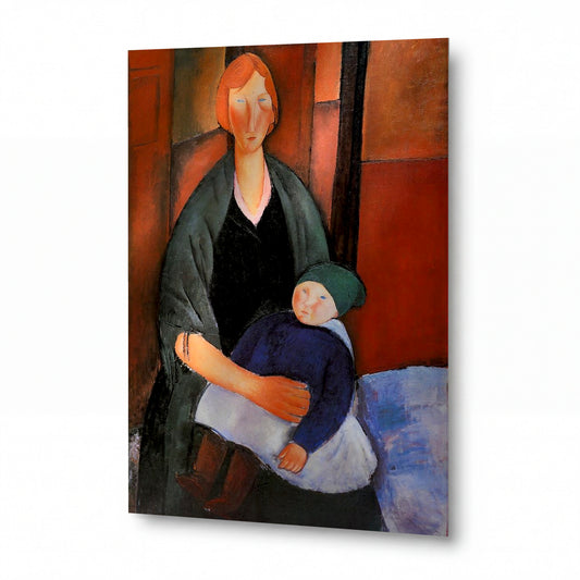 Obraz Amedeo Modigliani — Sedící žena s dítětem (Mateřství) — umělecká reprodukce na hliníku — umělecká reprodukce na hliníku