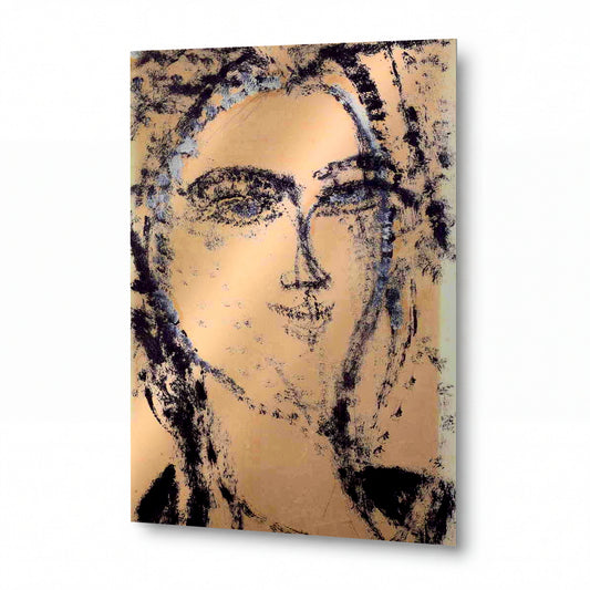 Obraz Amedeo Modigliani — Hlava ženy — luxusní reprodukce na kovu — luxusní reprodukce na kovu