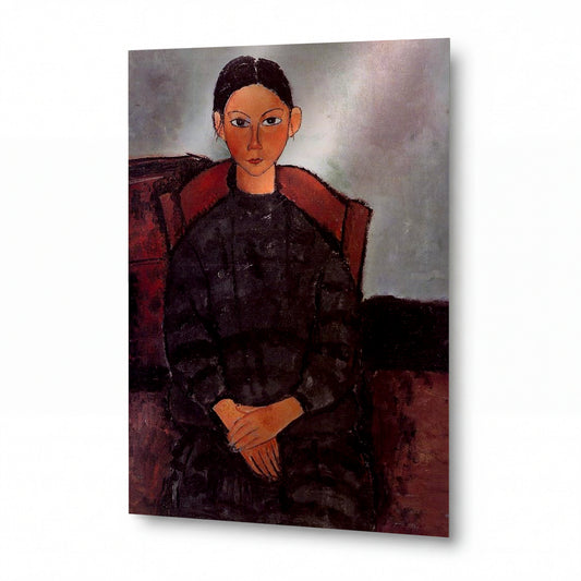Obraz Amedeo Modigliani — Mladá dívka v černé zástěře — lesklý kovový obraz — lesklý kovový obraz