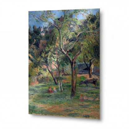 Obraz Paul Gauguin — An Orchard under the Church of Bihorel — hliníkový panel s vysokým leskem