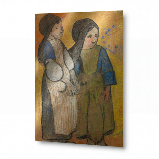 Obraz Paul Gauguin — Malé bretoňské dívky u moře — reprodukce na kovovém panelu s vysokým leskem