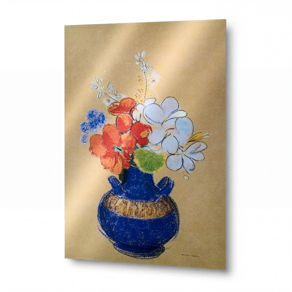 Obraz Odilon Redon — Flowers in a Blue Vase — lesklý kovový obraz