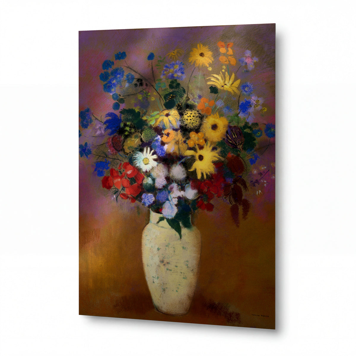 Obraz Odilon Redon — Large Bouquet in a Japanese Vase — lesklý obraz na hliníku — lesklý obraz na hliníku