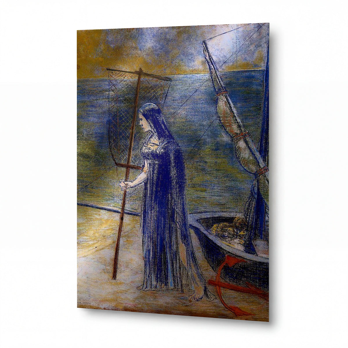 Obraz Odilon Redon — The Fisherwoman — lesklý kovový obraz
