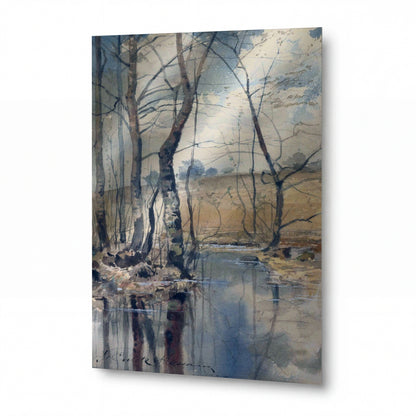Obraz Frederick Childe Hassam — Woodland Pond — kovový obraz s vysokým leskem — kovový obraz s vysokým leskem