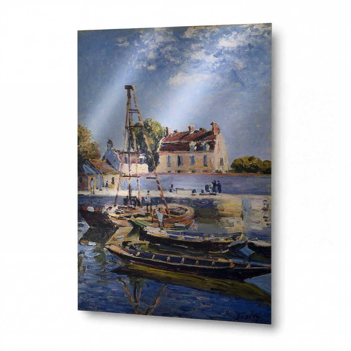 Obraz Alfred Sisley — Boats, 1885 — lesklý obraz na hliníku — lesklý obraz na hliníku
