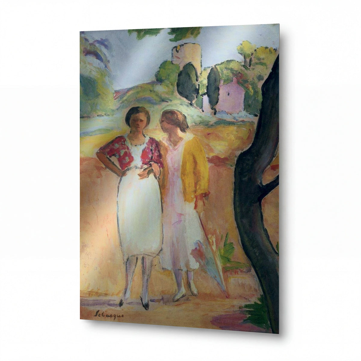 Obraz Henri Lebasque — Two Ladies on a Stroll — luxusní reprodukce na kovu — luxusní reprodukce na kovu