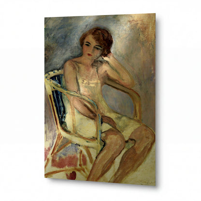 Obraz Henri Lebasque — Young Woman Seated — kovový obraz s vysokým leskem