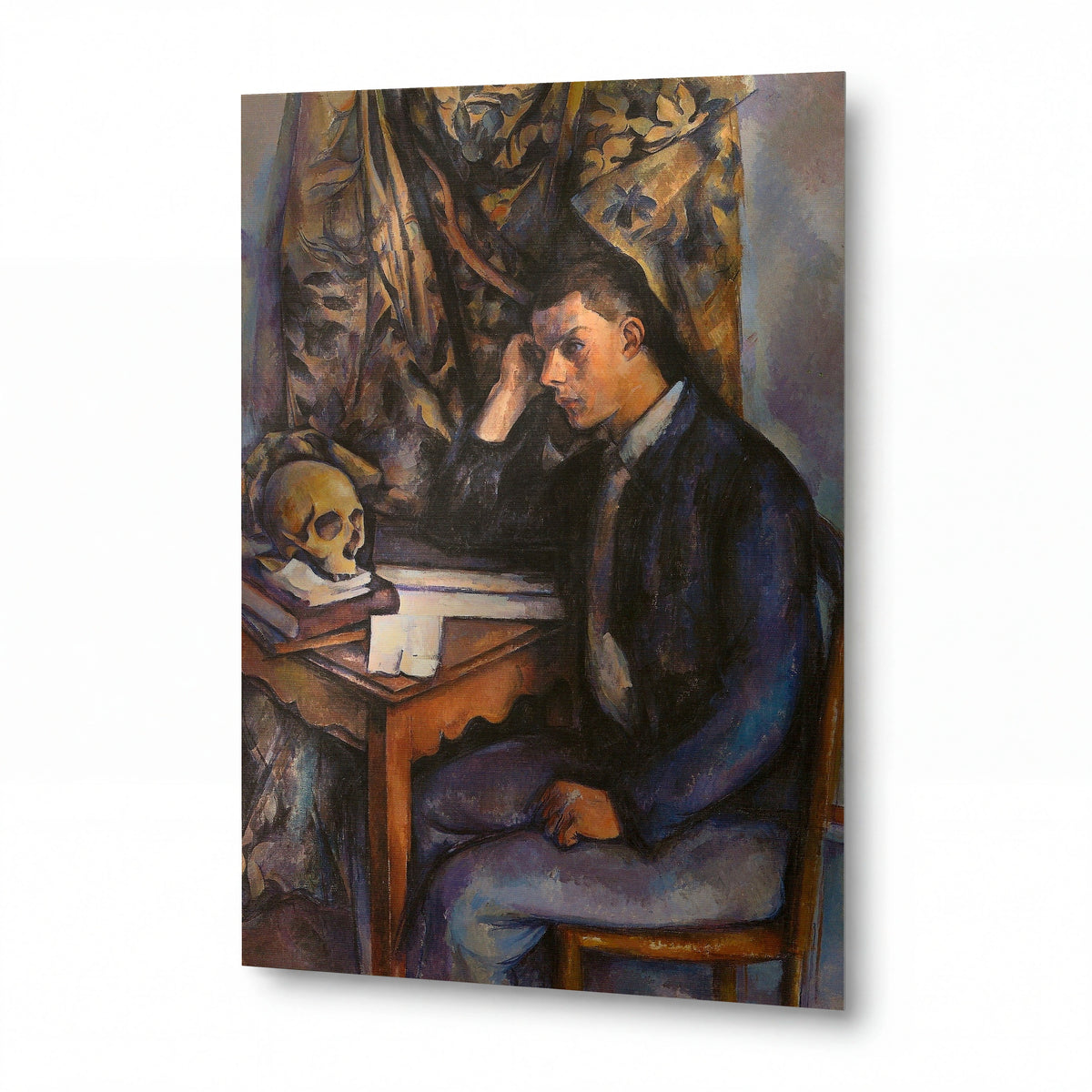 Obraz Paul Cézanne — Boy with Skull — umělecký kovový obraz s vysokým leskem