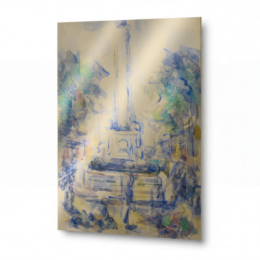 Obraz Paul Cézanne — Fountain, the Mairie Square in Aix-En-Provence — kovová reprodukce s vysokým leskem — kovová reprodukce s vysokým leskem