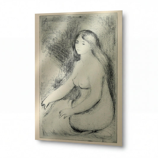 Obraz Pierre Auguste Renoir — Bather Seated — reprodukce na lesklém hliníkovém panelu — reprodukce na lesklém hliníkovém panelu