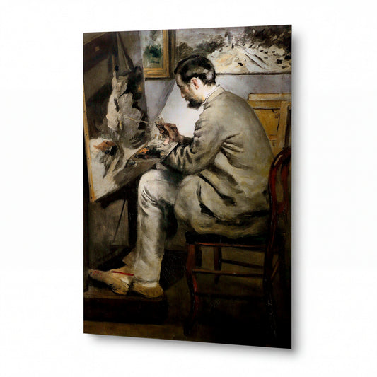 Obraz Pierre-Auguste Renoir — Frederic Bazille Painting The Heron — kovová reprodukce s vysokým leskem — kovová reprodukce s vysokým leskem