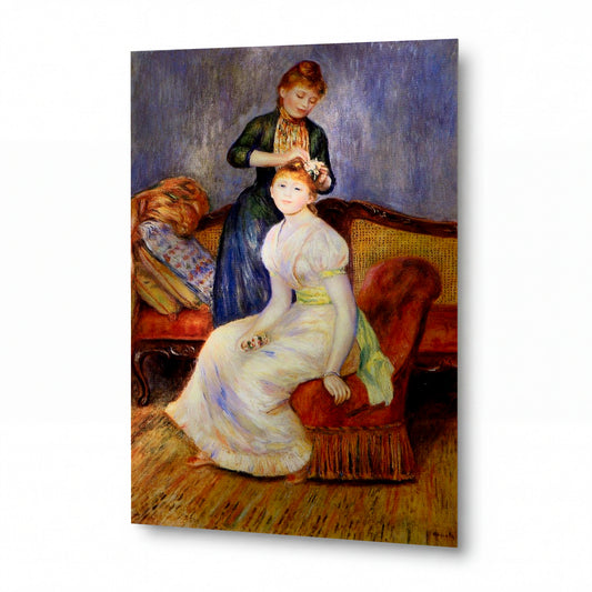 Obraz Pierre-Auguste Renoir — The Coiffure — luxusní reprodukce na kovu — luxusní reprodukce na kovu