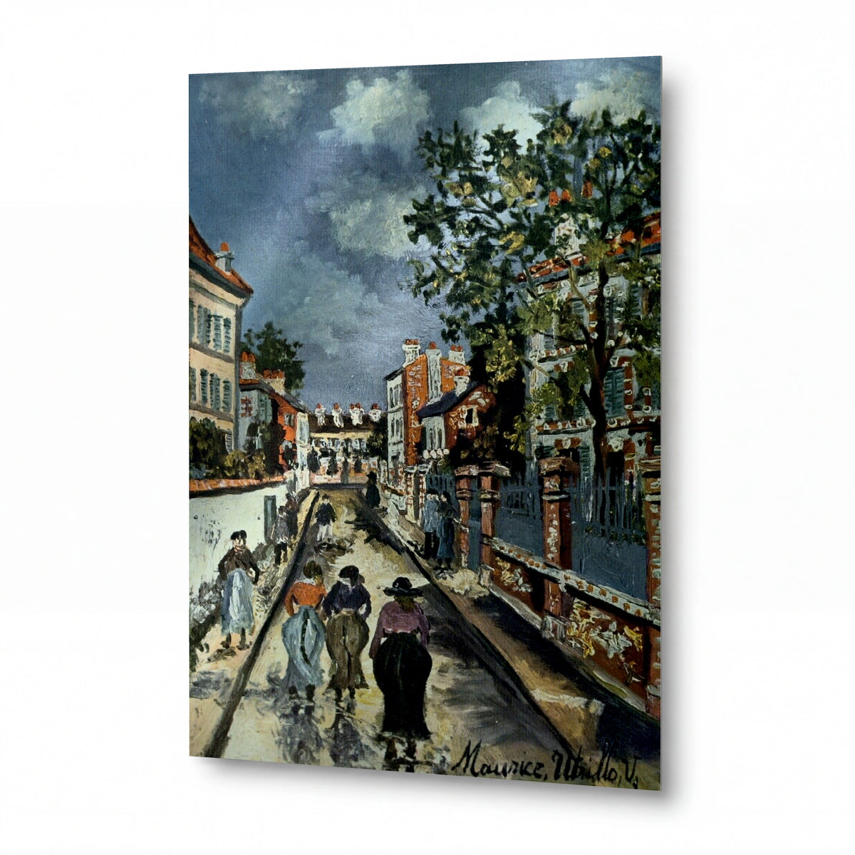 Obraz Maurice Utrillo — Street in Paris — lesklý kovový obraz