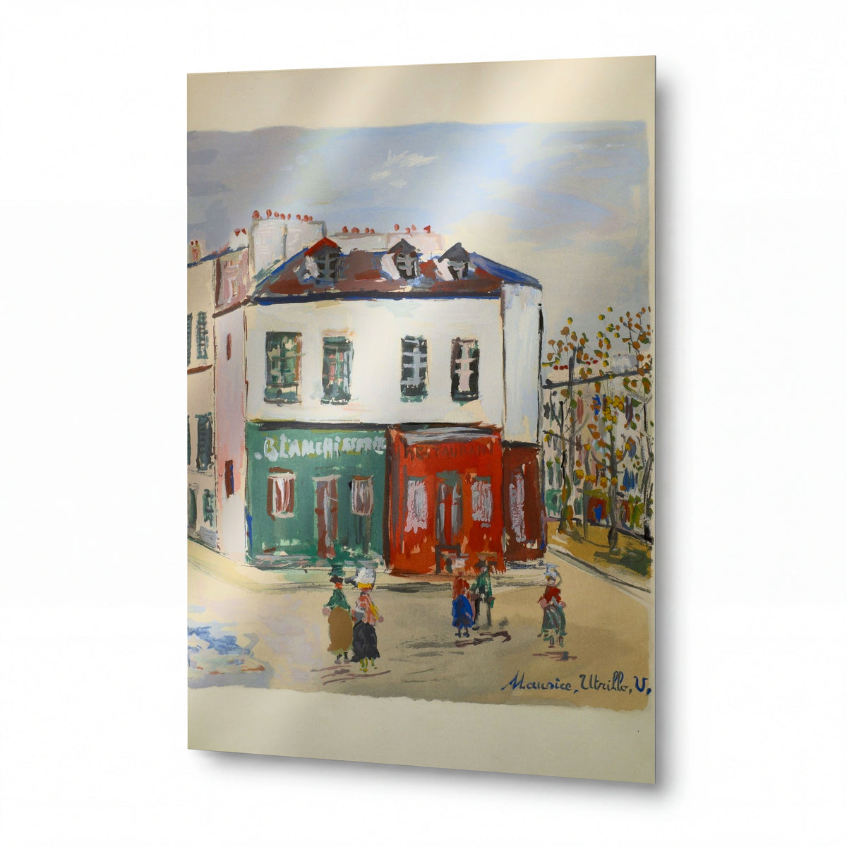Obraz Maurice Utrillo — Village Scene — lesklý obraz na hliníku — lesklý obraz na hliníku