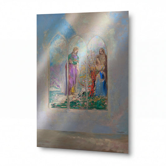 Obraz Odilon Redon — Devotion near a Red Bush — prémiová reprodukce na kovovém panelu — prémiová reprodukce na kovovém panelu