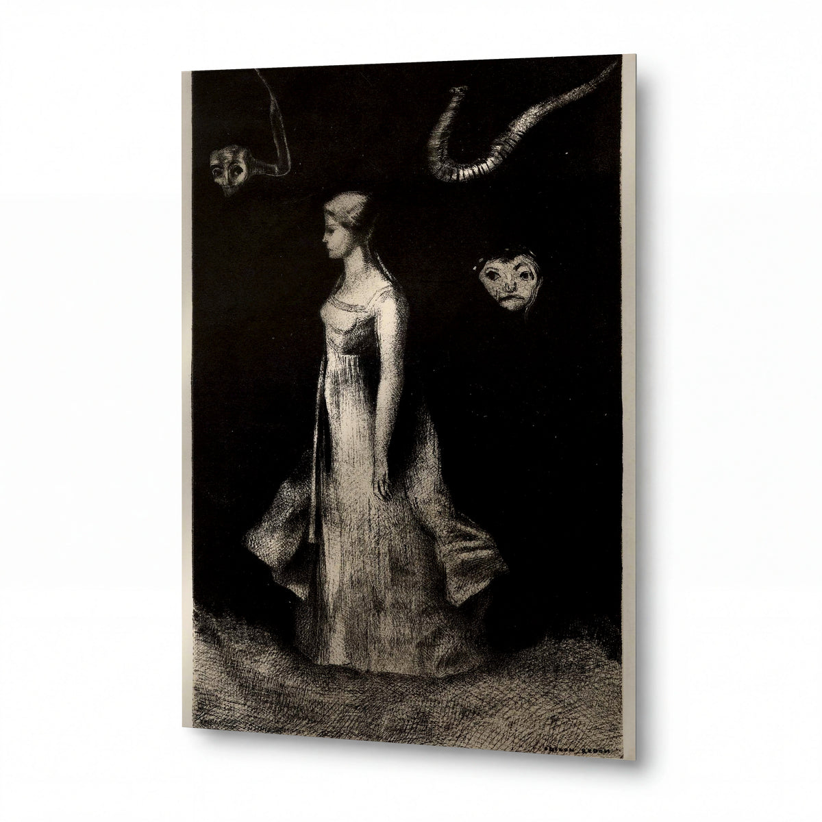 Obraz Odilon Redon — Haunting — reprodukce na lesklém hliníkovém panelu — reprodukce na lesklém hliníkovém panelu