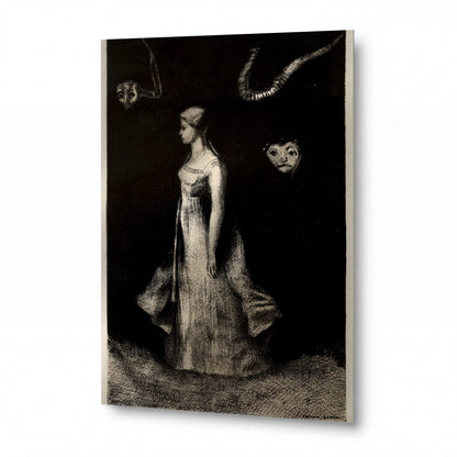Obraz Odilon Redon — Haunting — reprodukce na lesklém hliníkovém panelu — reprodukce na lesklém hliníkovém panelu
