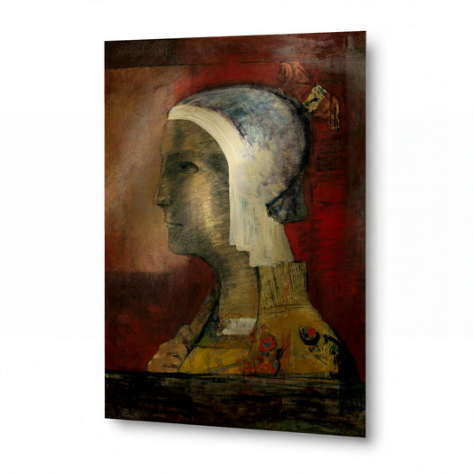 Obraz Odilon Redon — Symbolic Head — hliníkový panel s vysokým leskem — hliníkový panel s vysokým leskem