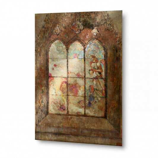 Obraz Odilon Redon — The Stained Glass Window — reprodukce na kovovém panelu s vysokým leskem