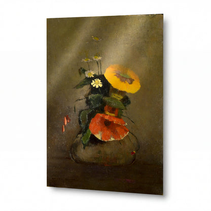 Obraz Odilon Redon — Vase of Flowers, 1866-68 — reprodukce na lesklém hliníkovém panelu