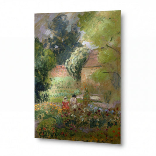 Obraz Henri Lebasque — Mathe and Nono in the garden — hliníkový panel s vysokým leskem — hliníkový panel s vysokým leskem