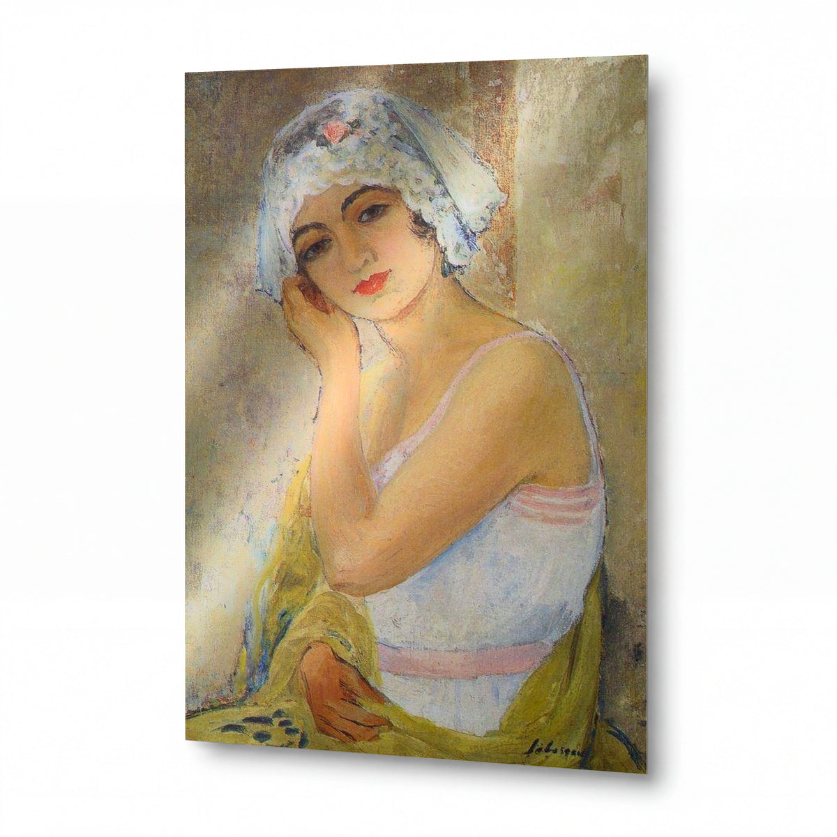 Obraz Henri Lebasque — Seated Young Woman, 1917 — kovový obraz s vysokým leskem