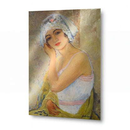 Obraz Henri Lebasque — Seated Young Woman, 1917 — kovový obraz s vysokým leskem