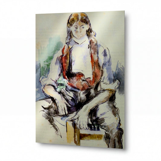 Obraz Paul Cézanne — Chlapec v červené vestě — kovový obraz na hliníkovém panelu — kovový obraz na hliníkovém panelu
