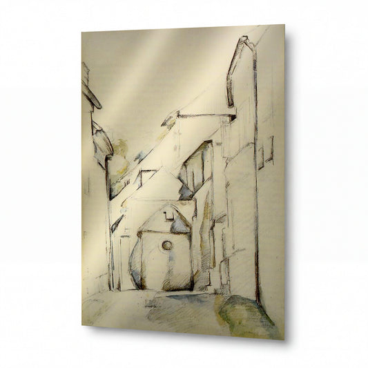 Obraz Paul Cézanne — Church of Saint-Pierre in Avon — kovový obraz na hliníkovém panelu — kovový obraz na hliníkovém panelu