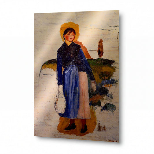 Obraz Pierre-Auguste Renoir — Dívka s červenými punčochami — umělecký kovový obraz s vysokým leskem