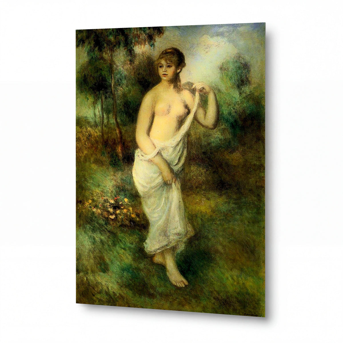 Obraz Pierre-Auguste Renoir — The Bather — reprodukce na lesklém hliníkovém panelu — reprodukce na lesklém hliníkovém panelu