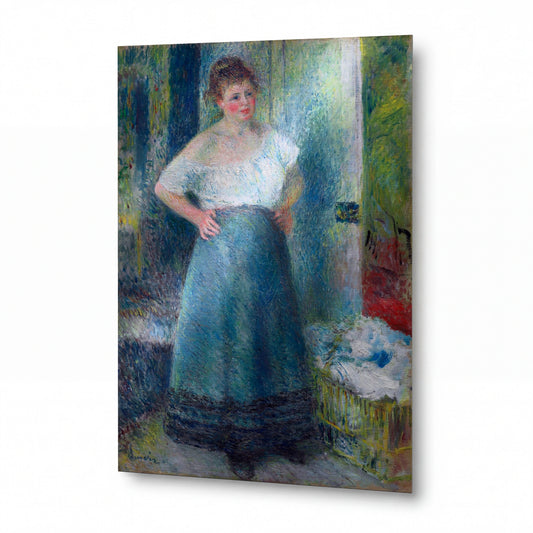 Obraz Renoir — The Laundress — reprodukce na kovovém panelu s vysokým leskem — reprodukce na kovovém panelu s vysokým leskem