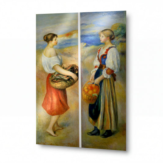 Obraz Pierre-Auguste Renoir — Peasant Girls — kovový obraz na hliníkovém panelu — kovový obraz na hliníkovém panelu