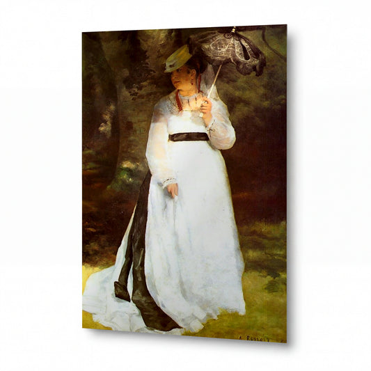 Obraz Pierre-Auguste Renoir — Portrét Lisy s deštníkem — lesklý kovový obraz — lesklý kovový obraz