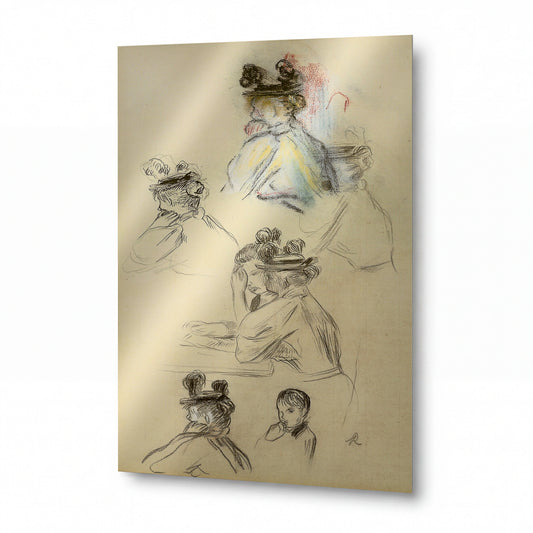 Obraz Pierre-Auguste Renoir — Studies of Women and a Boy — reprodukce na lesklém hliníkovém panelu