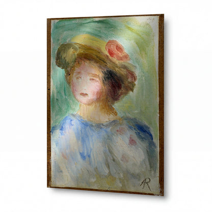 Obraz Pierre-Auguste Renoir — Young Woman in Hat — kovová reprodukce s vysokým leskem