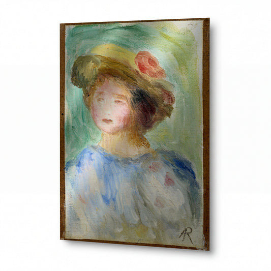 Obraz Pierre-Auguste Renoir — Young Woman in Hat — kovová reprodukce s vysokým leskem