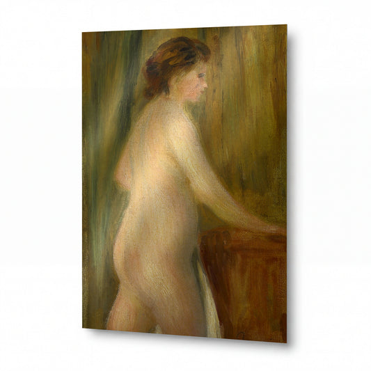 Obraz Pierre-Auguste Renoir — Akt s koupací osuškou — umělecký kovový obraz s vysokým leskem — umělecký kovový obraz s vysokým leskem