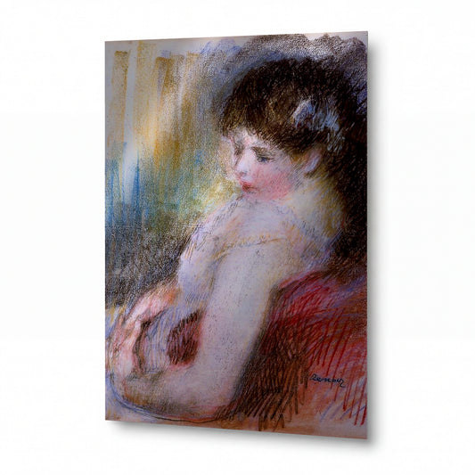 Obraz Renoir — Seated Woman — kovová reprodukce s vysokým leskem — kovová reprodukce s vysokým leskem