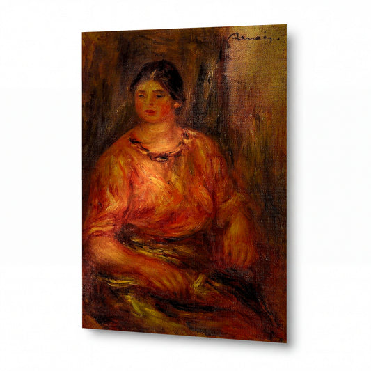 Obraz Pierre-Auguste Renoir — Žena v červené blůze — prémiová reprodukce na kovovém panelu — prémiová reprodukce na kovovém panelu