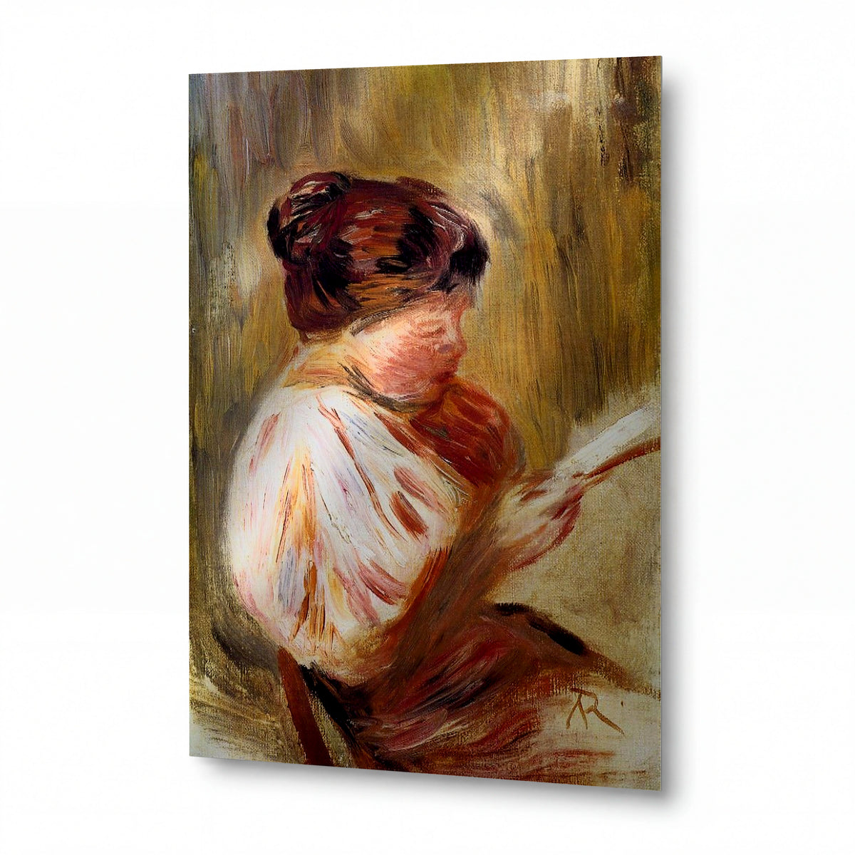 Obraz Pierre-Auguste Renoir — Woman Reading — kovový obraz na hliníkovém panelu — kovový obraz na hliníkovém panelu